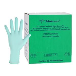 Aloetouch Nitrile Exam Gloves Small Green Sterile