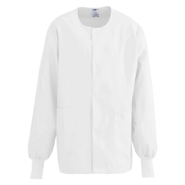 ComfortEase Warm-Up Jacket 2Pckt Long Sleeves / Knit Cuff X-Small Wht Unisex Ea