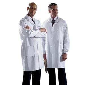 Lab Coat 3 Pockets Long Sleeves 39 in White Mens Ea