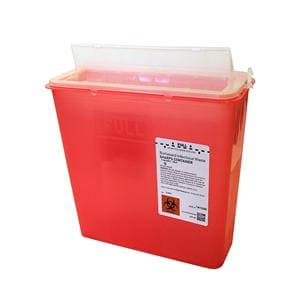 Sharps Container 5qt Red/Clear 10-1/2x4-3/4x10-3/4" Ld Hrzntl Drp Plstc Ea, 20 EA/CA