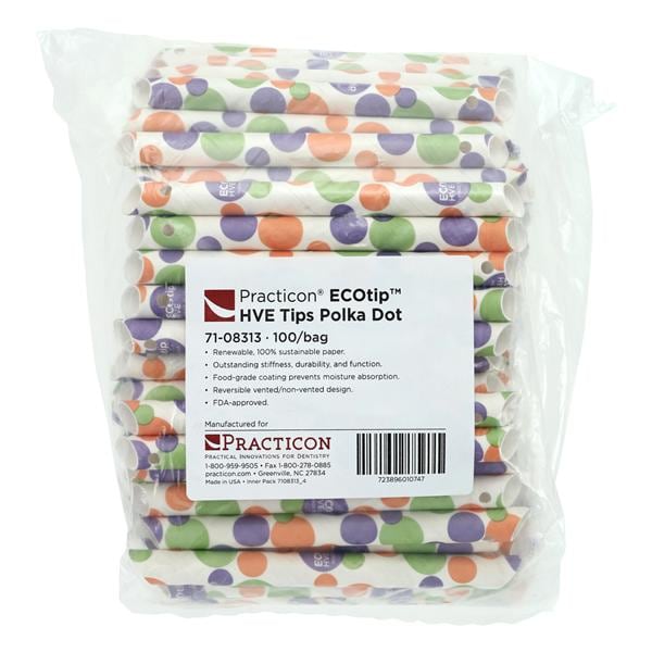 ECOtip HVE Tips Vented Polka Dot 100/Bg