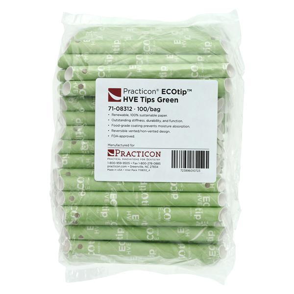 ECOtip HVE Tips Vented Green 100/Bg