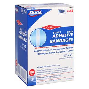 Caliber Adhesive Bandage Plastic 3/4x3" Sheer Sterile 100/Bx