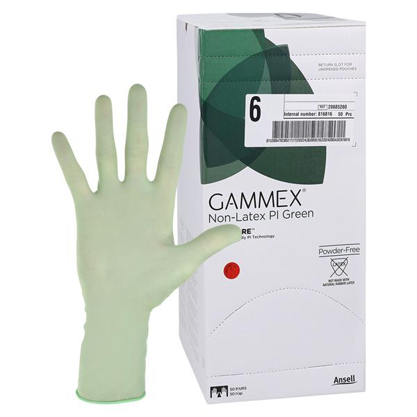 GAMMEX Non-Latex PI Green Polyisoprene Surgical Gloves 6 Standard Green