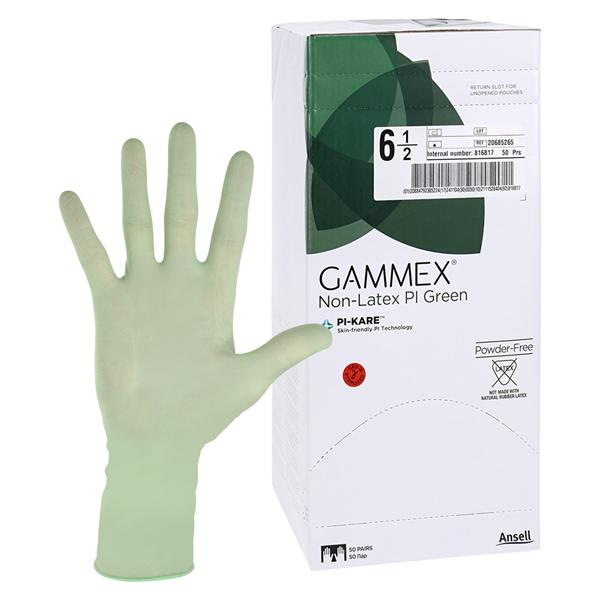 GAMMEX Non-Latex PI Green Polyisoprene Surgical Gloves 6.5 Standard Green