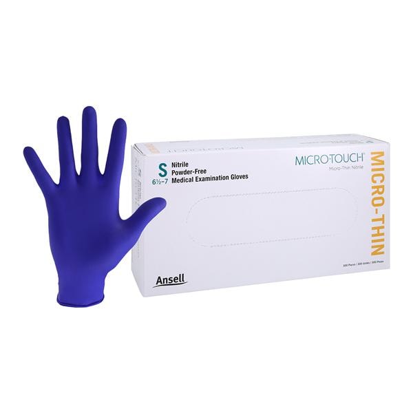 MICRO-TOUCH Micro-Thin Nitrile Exam Gloves Small Standard Blue Non-Sterile