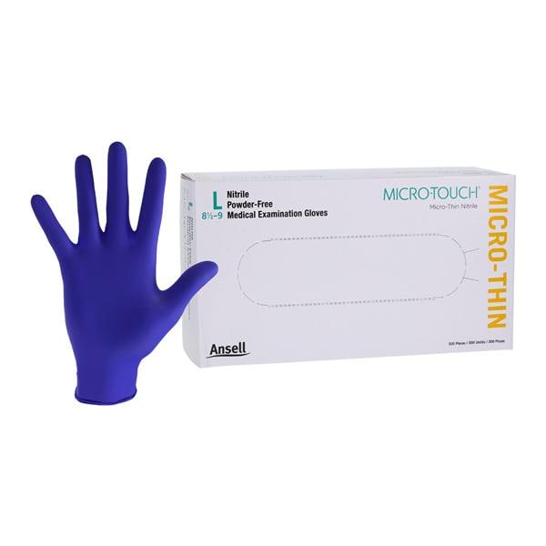 MICRO-TOUCH Micro-Thin Nitrile Exam Gloves Large Standard Blue Non-Sterile