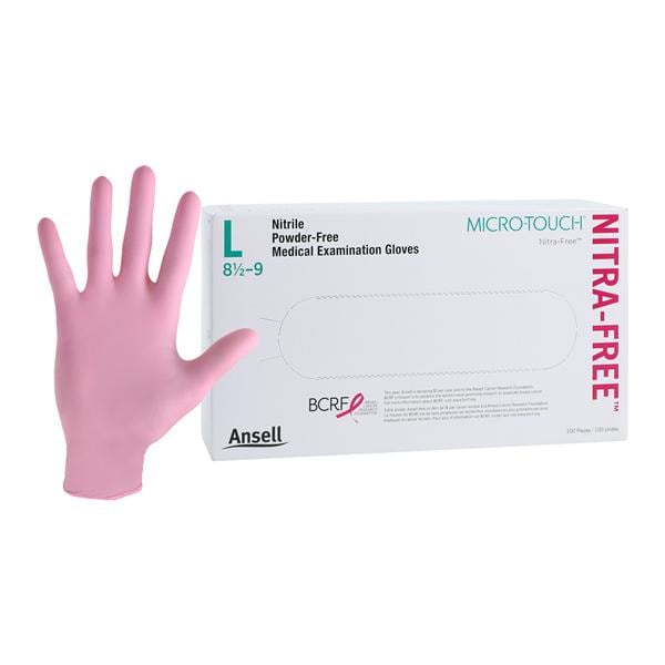 MICRO-TOUCH NitraFree Nitrile Exam Gloves Large Standard Pink Non-Sterile