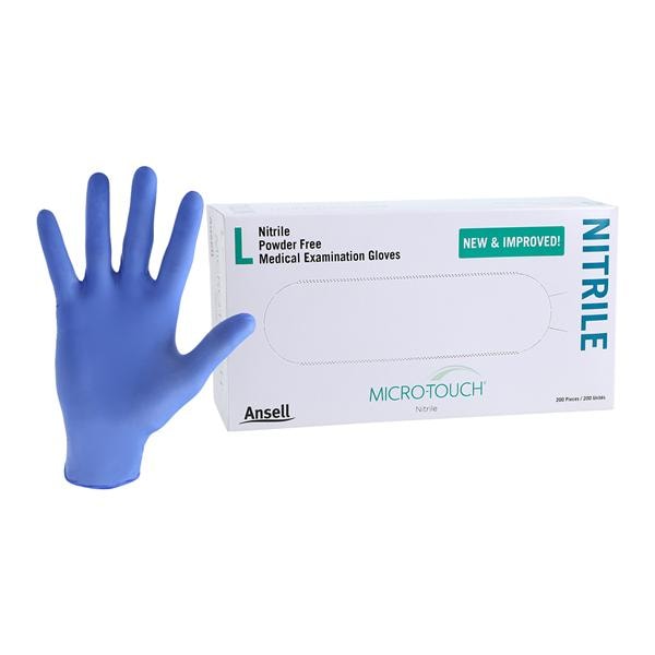 MICRO-TOUCH Nitrile Exam Gloves Large Standard Blue Non-Sterile