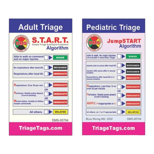 JumpSTART Triage Tag Card Adult/Pediatric