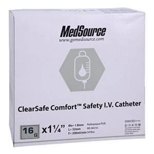 ClearSafe IV Catheter Safety 16 Gauge 1-1/4" Straight 50/Bx, 4 BX/CA