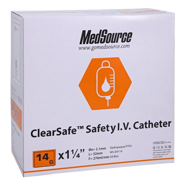 ClearSafe IV Catheter Safety 14 Gauge 1-1/4" 50/Bx, 4 BX/CA