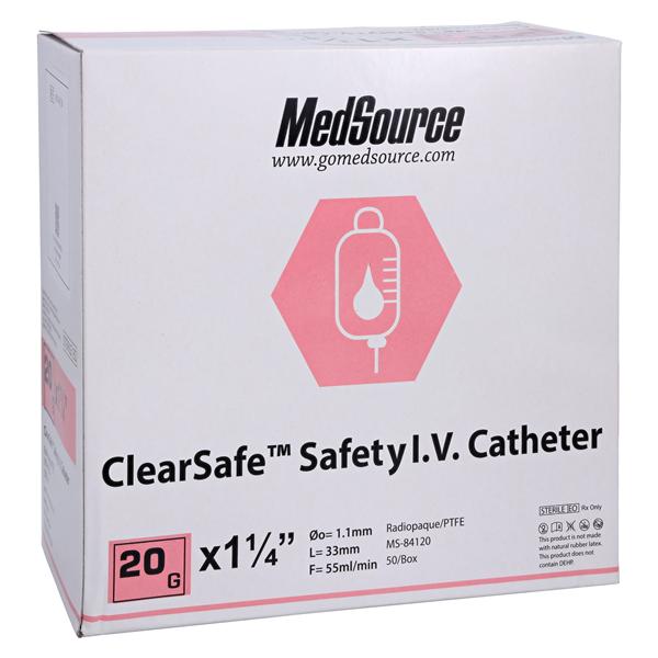 ClearSafe IV Catheter Safety 20 Gauge 1-1/4" 50/Bx, 4 BX/CA