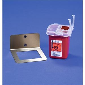 Sharps Container 1qt Red 3-3/4x3-3/4x6" Snap-On Stainless Steel/Plastic Ea