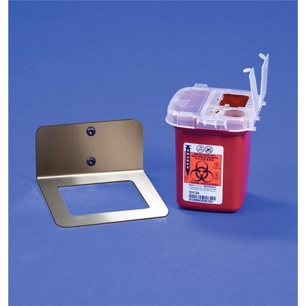 Sharps Container 1qt Red 3-3/4x3-3/4x6" Snap-On Stainless Steel/Plastic Ea