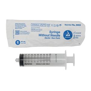 Luer Lock Syringe 60cc Transparent Low Dead Space 25/Bx, 10 BX/CA