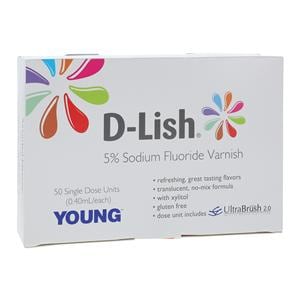 D-Lish Fluoride Varnish Unit Dose 5% NaF 0.4 mL Assorted 50/Bx, 56 BX/CA