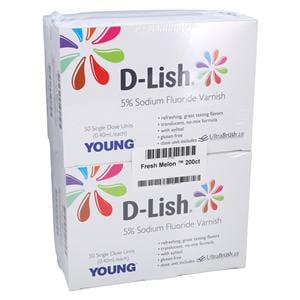 D-Lish Fluoride Varnish Bulk Package 5% NaF 0.4 mL Fresh Melon 200/Bx, 14 BX/CA