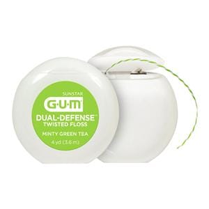 Gum Dual Defense Floss 2 in 1 4 Yards Green Tea Adult Patient Size 144/Bx