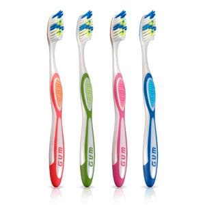 GUM Tooth & Tongue Toothbrush Adult Soft Full Multicolored 12/Pk