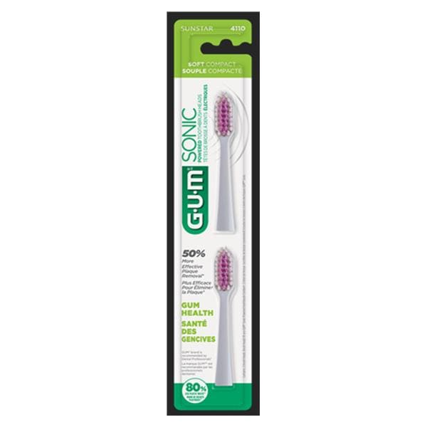 GUM Sonic Brush Heads Refill White 2/Package 4/Pk