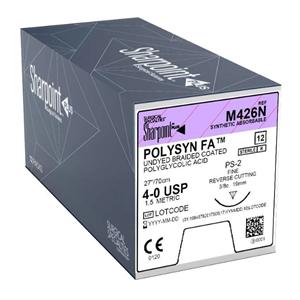 Polysyn FA Suture 4-0 27" Polyglycolic Acid Braid C6 Undyed 12/Bx