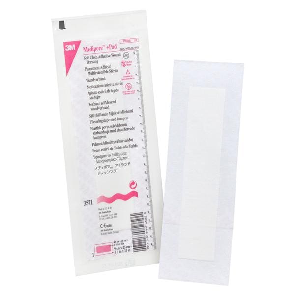 Soft Cloth Dressing Dressing 3-1/2x10" Sterile Adhesive White Absorbent LF