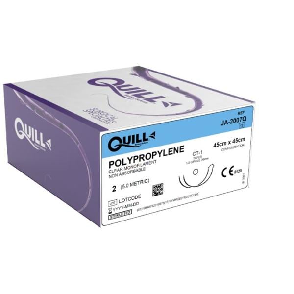 Quill Suture 2 45x45cm Polypropylene Monofilament CT-1 Clear 12/Bx