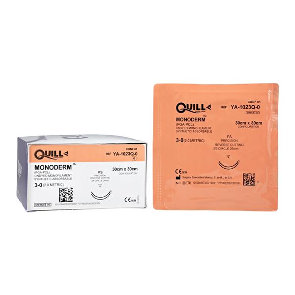 Quill Monoderm Suture 3-0 30x30cm Polyglecaprone Mnflmnt DE-14/DE-14 Clr 12/Bx