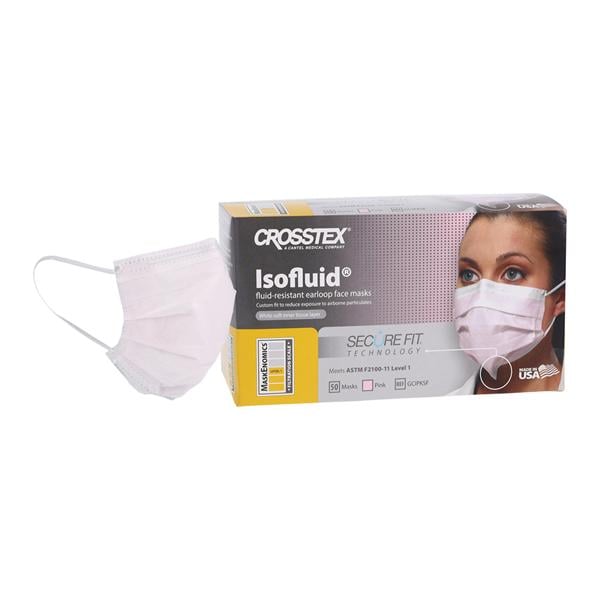 Isofluid SecureFit Mask ASTM Level 1 Anti-Fog Pink 50/Bx