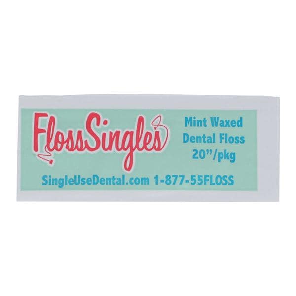 FlossSingles Floss Waxed 20 in Mint Individually Wrapped 1200/Bg, 2 BG/CA