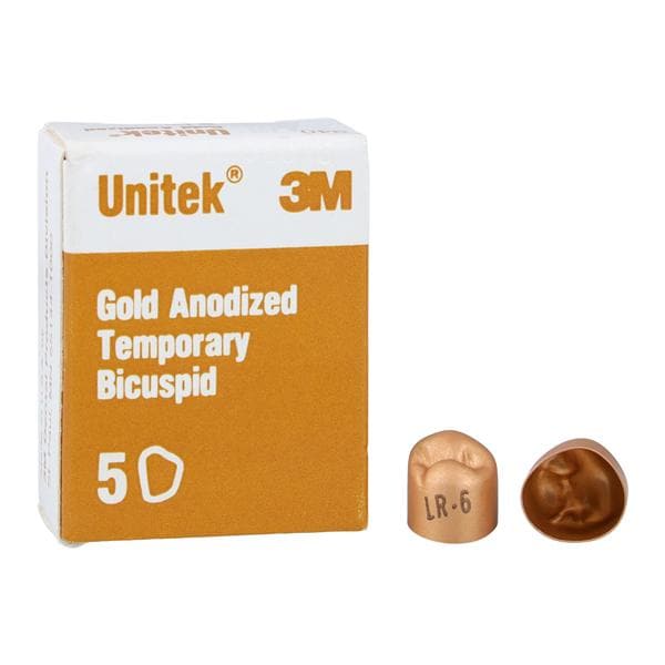 3M™ Unitek™ Gold Anodized Crowns Size 6 1st LRB Replacement Crowns 5/Bx