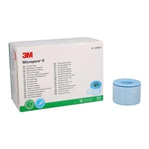 Micropore S Surgical Tape Silicone 1"x5.5yd Blue Non-Sterile 12/Bx