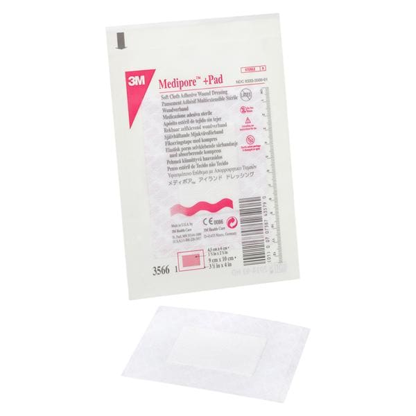 Medipore +Pad Soft Cloth Dressing Dressing 3-1/2x4" Sterile Non-Adherent LF