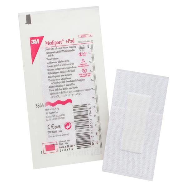 Medipore +Pad Soft Cloth Composite Dressing 2-3/8x4" Sterile Adhesive White LF