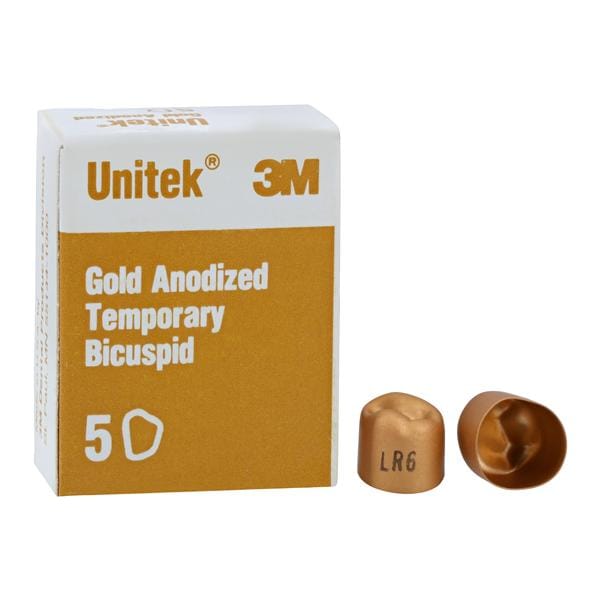 3M™ Unitek™ Gold Anodized Crowns Size 6 2nd LRB Replacement Crowns 5/Bx