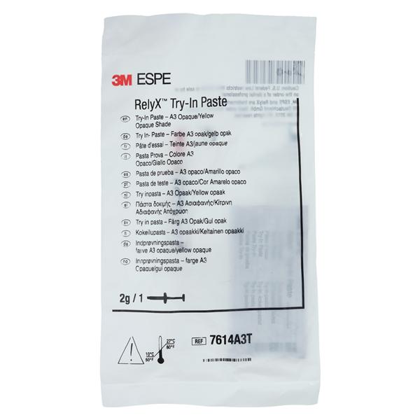 3M RelyX Try-In Paste Cement A3 / Opaque / Yellow 2 Gm Syringe 2gm/Ea