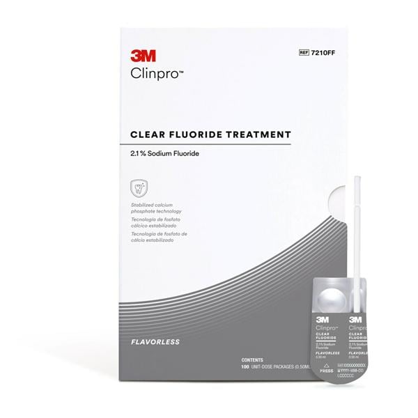 3M Clinpro Clear Fluoride Treatment Vrnsh UD 2.1% NaF 0.5 mL Flavorless 100/Pk