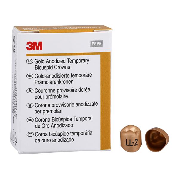 3M™ Unitek™ Gold Anodized Crowns Size 2 1st LLB Replacement Crowns 5/Bx