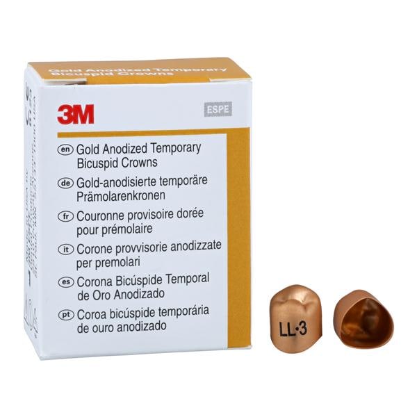 3M™ Unitek™ Gold Anodized Crowns Size 3 1st LLB Replacement Crowns 5/Bx