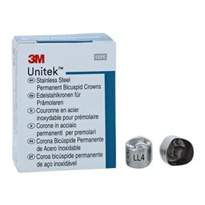 3M™ Unitek™ Stainless Steel Crowns Size 4 2nd Perm LLB Replacement Crowns 5/Bx