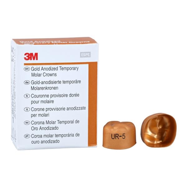 3M™ Unitek™ Gold Anodized Crowns Size 5 1st URM Replacement Crowns 5/Bx