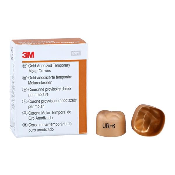 3M™ Unitek™ Gold Anodized Crowns Size 6 1st URM Replacement Crowns 5/Bx