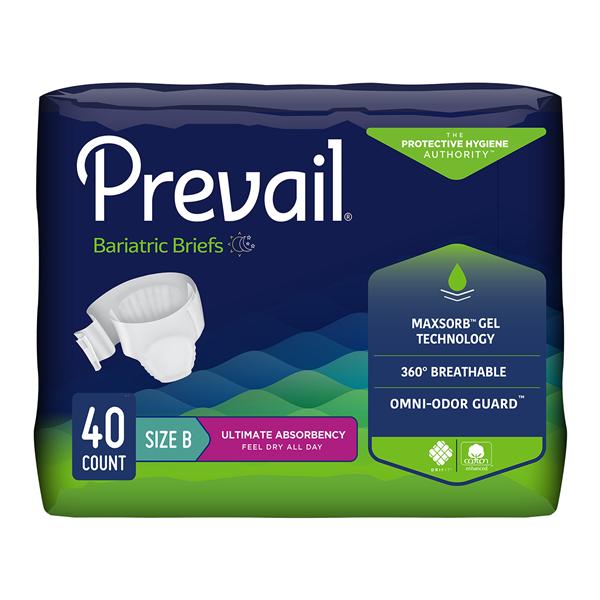 Prevail Incontinence Brief Unisex 73-100" Heavy White Odor Guard 40/Ca