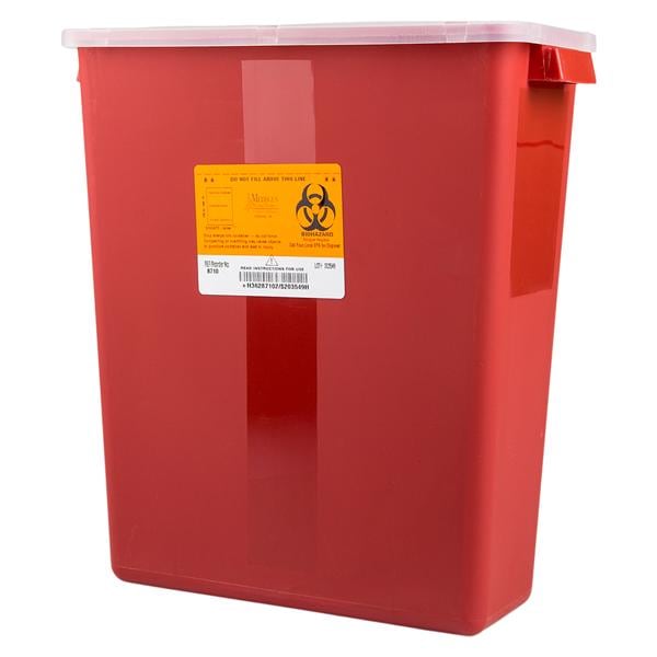 Sharps Container 3gal Red/Black 12-1/2x13-1/2x6" Tortuous Path Lid PP Ea, 12 EA/CA