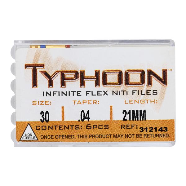 Typhoon Infinite Rotary File 21 mm Size 30 Nickel Titanium Blue 0.04 6/Pk