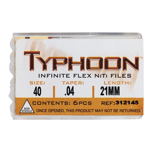 Typhoon Infinite Rotary File 21 mm Size 40 Nickel Titanium Black 0.04 6/Pk