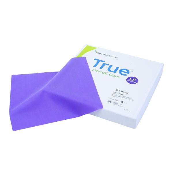 True Dental Dam LF Rubber Dam 5 in x 5 in Hvy Ga Prpl Unflvrd Unscntd 50/Bx