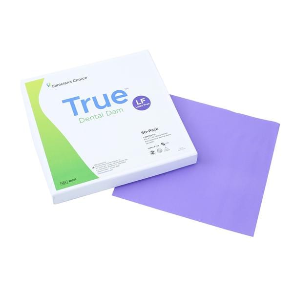 True Dental Dam LF Rubber Dam 6 in x 6 in Hvy Ga Prpl Unflvrd Unscntd 50/Bx