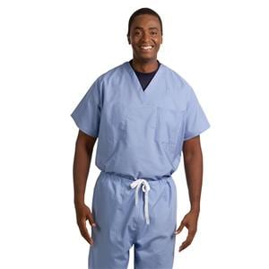 Scrub Shirt 1 Pocket Set-In Short Sleeves Large Ceil Blue Unisex Ea